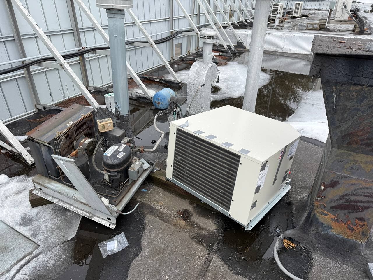 Walk-in cooler condenser unit replacement